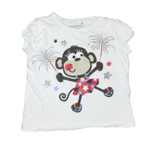 Jumping BEANS White Short Sleeve Tee with Monkey and Fireworks